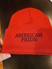 Patriotic USA American Pride Unisex Adult Red and Blue Knit Beanie Hat