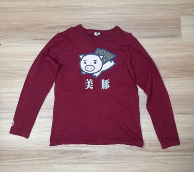 Buden Shouten Men s Long Sleeve Red T-Shirt Large / 豊天商店 Japan