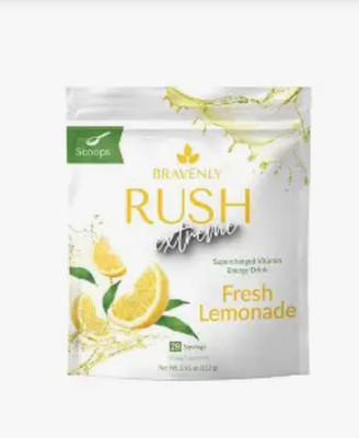 RUSH EXTREME   Fresh Lemonade Vitamin Energy Drink Mix | 28 Servings | NEW