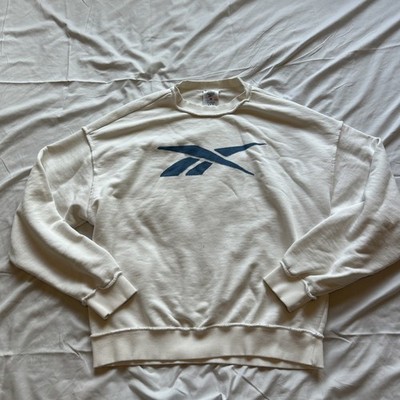Vintage REEBOK Cropped Sweatshirt Womens M Athletic Dept Logo Cream Top