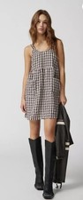 NWT Urban Outfitters UO Melly Gingham Babydoll Mini Dress Size L