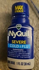 Vicks NyQuil SEVERE Cold and Flu Relief Liquid Medicine 8 Fl Oz max strength 1oz