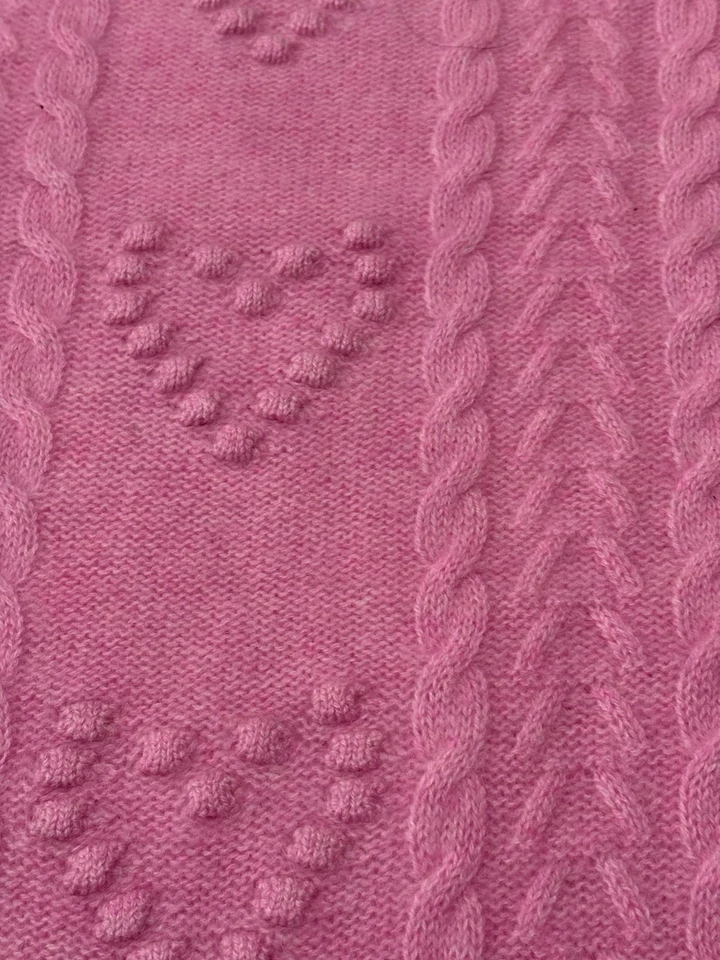 Suéter pulôver Charter Club 100% cashmere luxo corações rosa tamanho XL - Imagem 3 de 4