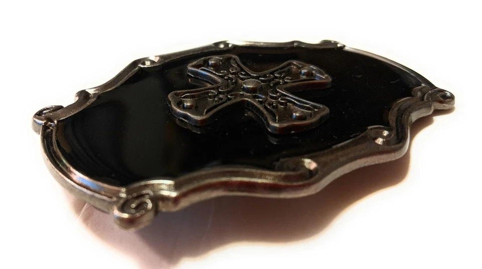 Pewter and Black CROSS ` Metal BELT BUCKLE **US seller , Nice Buckle - Image 4 of 4