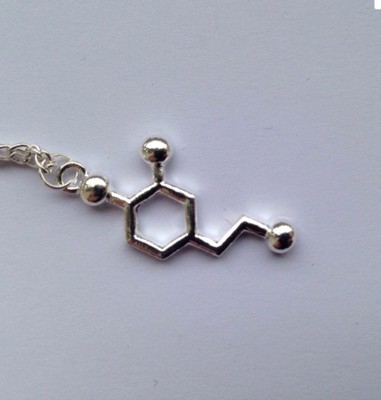 Dopamine DNA molecule silver necklace Geek Nerd Biology Lab