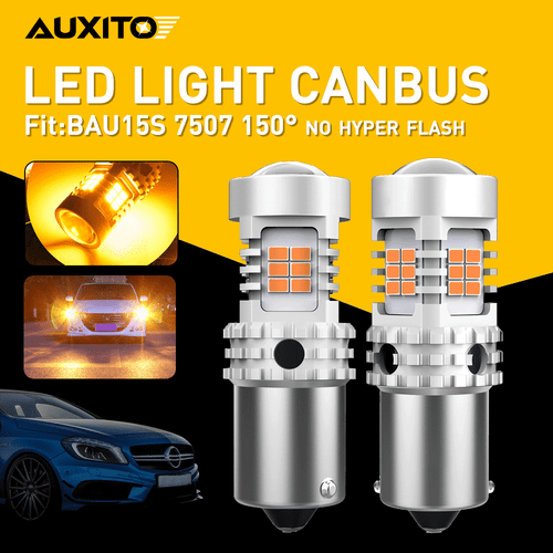 2X BAU15S 7507 LED Turn Signal Light Amber Canbus No Hyper Flash Error Free EDO - Bild 1 von 8