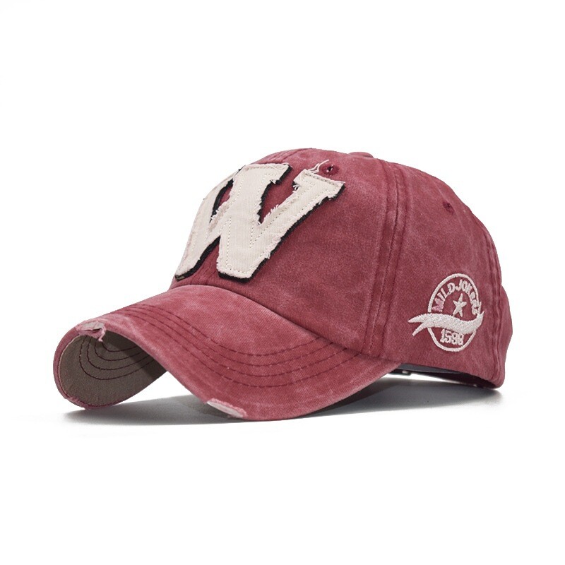Vintage Boston Baseball Cap - Cotton Retro Sports Hat, Adjustable Strap, One Size Fits Most, Wine Red