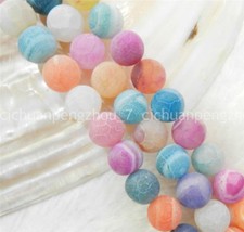 10mm Multicolor Dream Fire Dragon Veins Agate Round Gems Loose Beads 15" AAA