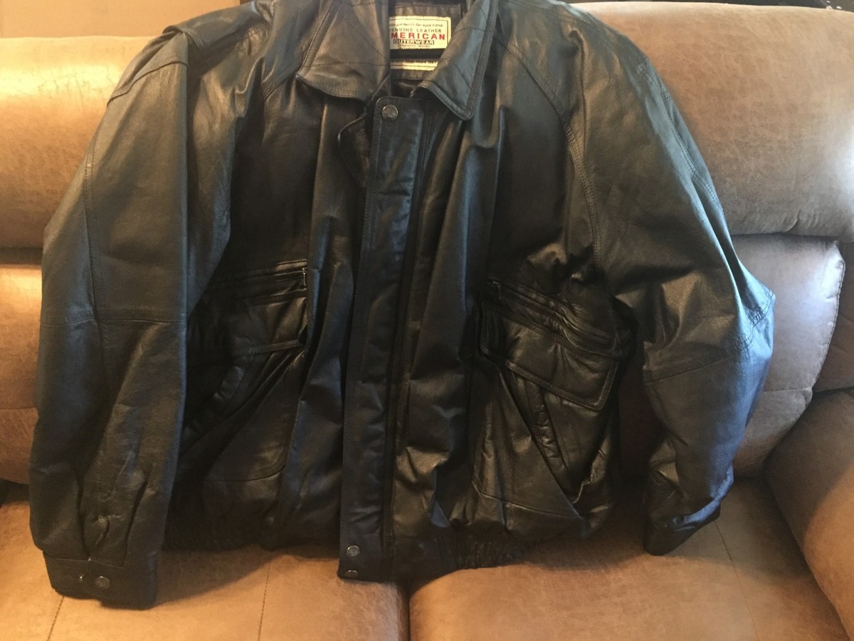 Men's American Outerwear Leather Jacket - Black - Size Men's American Outerwear Leather Jacket - Black - Size