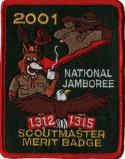 2001 Jamboree ScoutMaster Merit Badge JSP Red Bdr (AR838)
