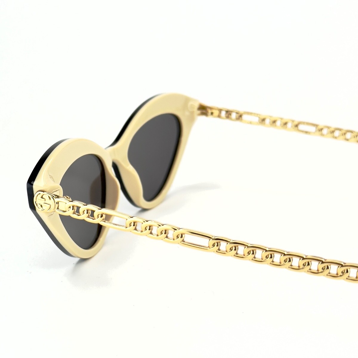 小物 GUCCI GoldHeart Interlocking Sunglasses GUCCI GG0978S CHAIN 0978 Gold Black Crystal Heart Detachable Charm