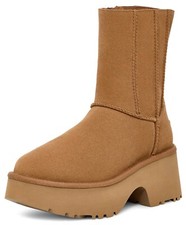 UGG Classic Twin Seam New Heights Women's Suede Platform Boots Chestnut Size 9