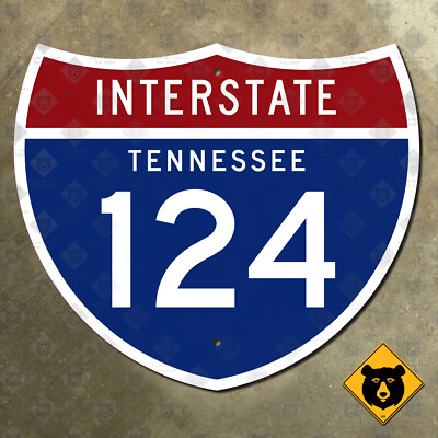 Tennessee Interstate 124 highway road sign route marker Chattanooga 1961 12x10