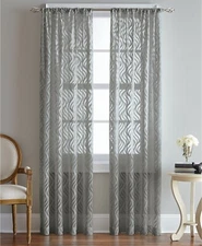 CHF Lyric Ogee 50" x 63" Rod Pocket Window Panel in Grey