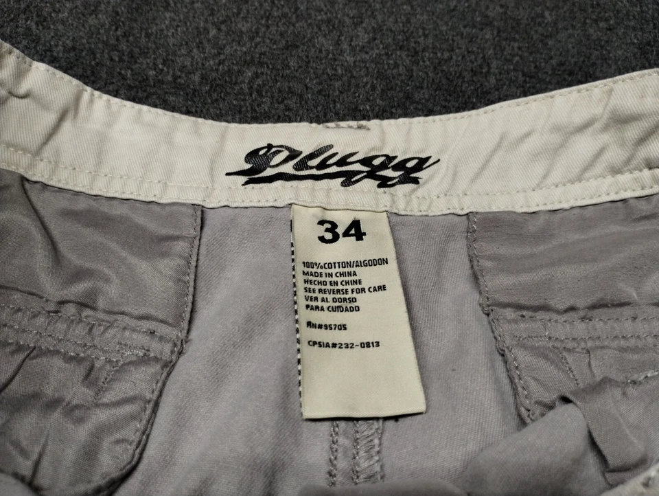 Shorts cargo plug vintage masculino 34 cinza cintura alta 11 "costura interna Y2K - Imagem 2 de 4