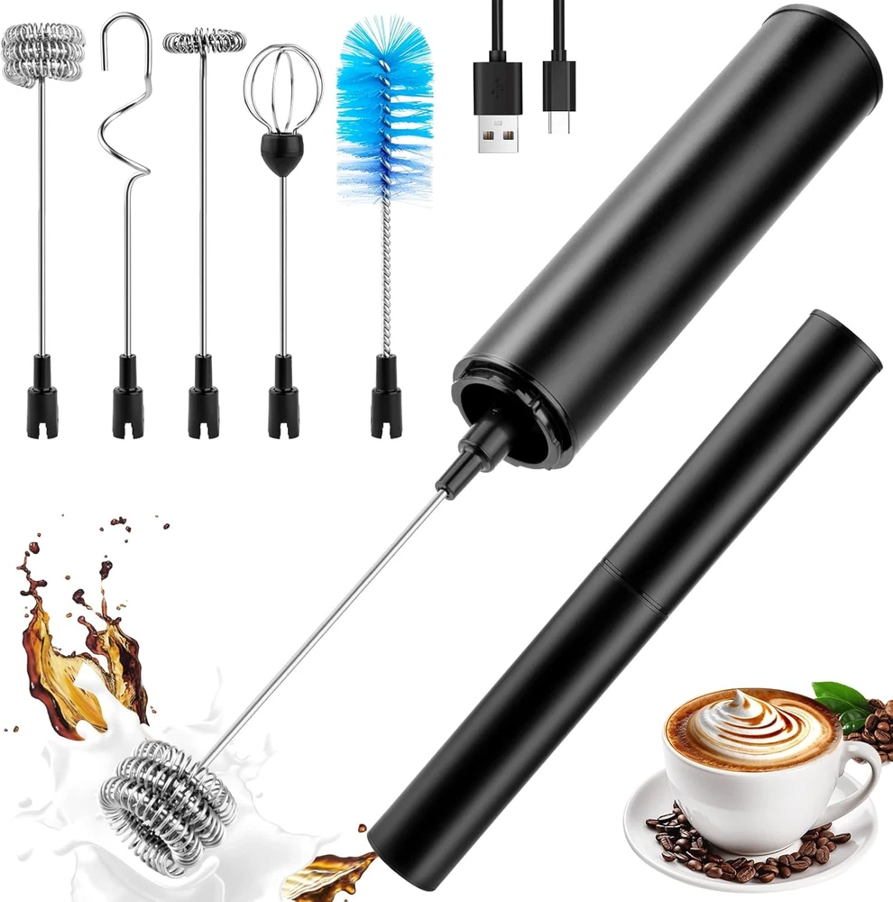 Milk Frother Wand for Coffee, Coffee Foamer Drink Mixer,Handheld Frother Recharg