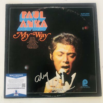 PAUL ANKA Autograph Signed ''My Way''' Album Record LP cover Beckett Authenticatio