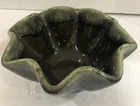 Vintage Hull USA B6 Blue Green Drip Fluted Rim Art Pottery Bowl Planter Dish