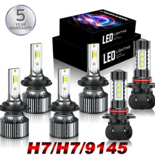 For Mercedes W220 2000-2006 Combo H7+H7 LED Headlight Hi/Lo Beam+9145 Fog Light