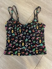 Vintage 90 s Disney Winnie the Pooh Kawaii Tropical Crop Tankini Top Size 10