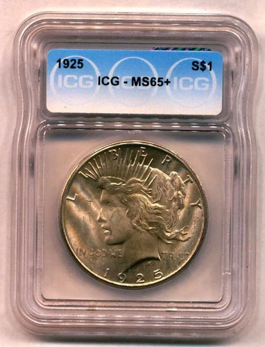 1925-P  $1  PEACE SILVER DOLLAR GEM MINT STATE  ICG MS65