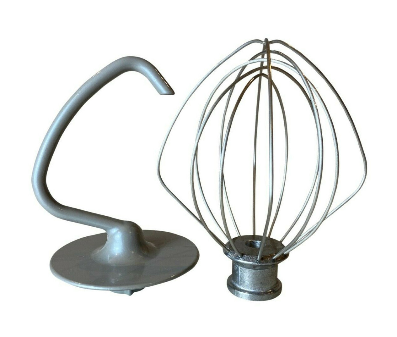 Kitchenaid Grey Coated Dough Hook And Wire Whisk (15.5CM) Fits 4.5QT Artisan