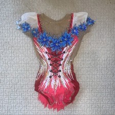 Rhythmic Gymnastic Girl Competition Leotard 3D Flower Sz 12-14 Year New Standard