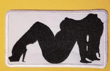 Big Girl Mud Flap Embroidered Patch approx 2x3.5" hat size iron or sew