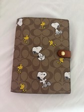 COACH X PEANUTS SNOOPY WOODSTOCK SIGNATURE CANVAS A5 NOTEBOOK BROWN NEW Unused