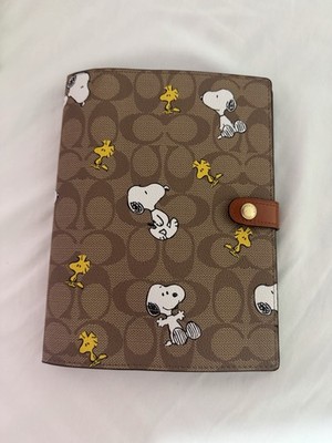 COACH X PEANUTS SNOOPY WOODSTOCK SIGNATURE CANVAS  A5 NOTEBOOK BROWN NEW Unused