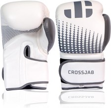 Crossjab White Boxing Gloves, MMA , Muay Thai, Kickboxing, Sparring Glove, punch