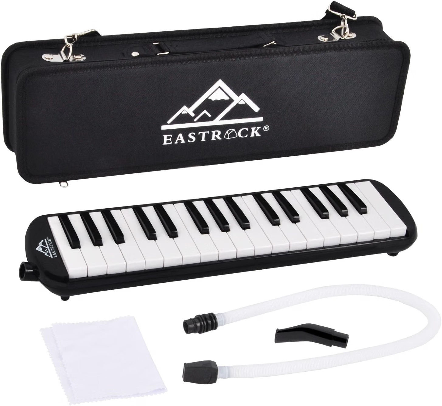 32 Key Black Melodica Keyboard Soprano Piano Instrument with Case
