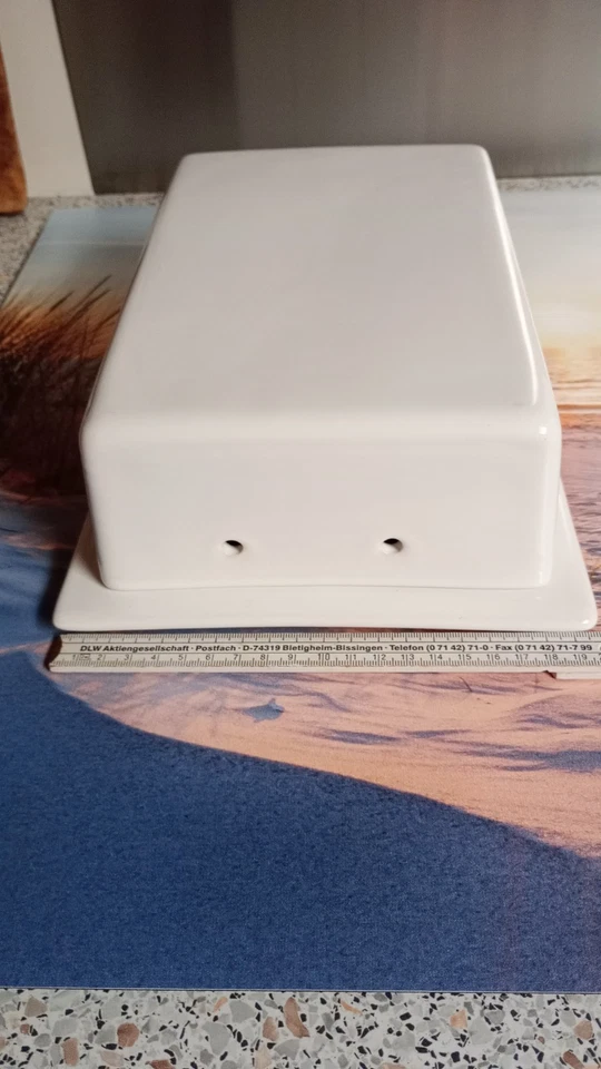 ASA Grande weiß Keramik Käseplatte mit Deckel + Butterdose - Bild 2 von 4