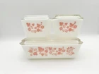 RARE Vintage Pyrex Pink Gooseberry Refrigerator Dish Set Of 4 +Lids 501 502 503