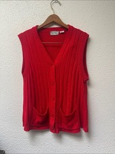 Red V-Neck Button-Front Sweater Vest