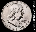 1961 Silver Franklin Half Dollar - Choice Gem Brilliant Unc  Lustrous  #L3936