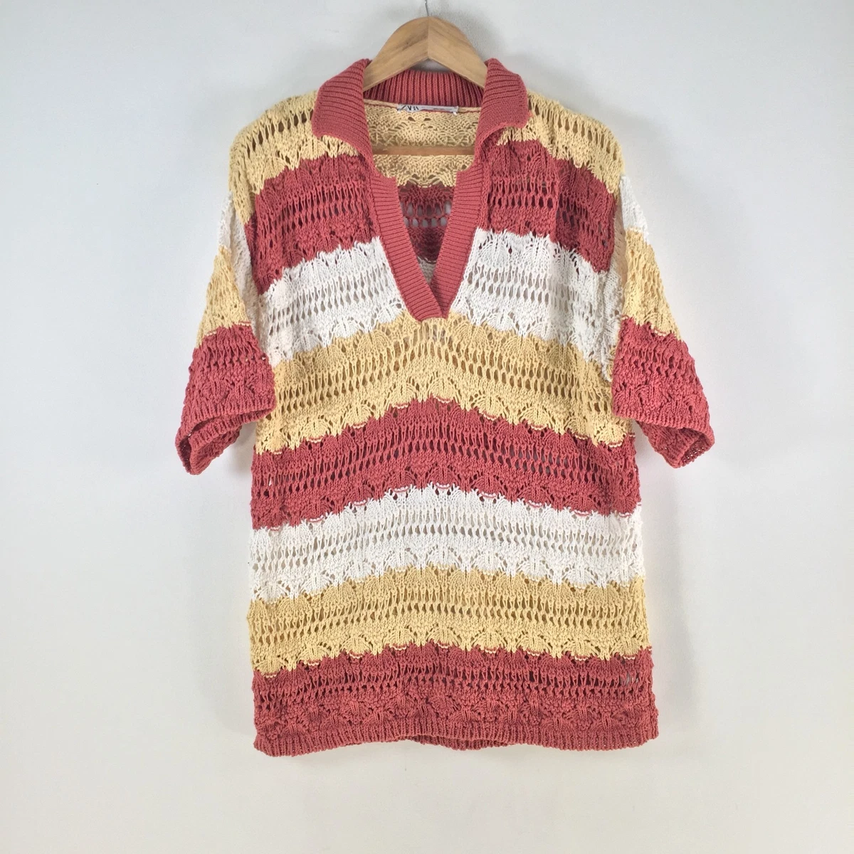 Zara womens knit sweater jumper size S/M multicolour striped oversized 116822