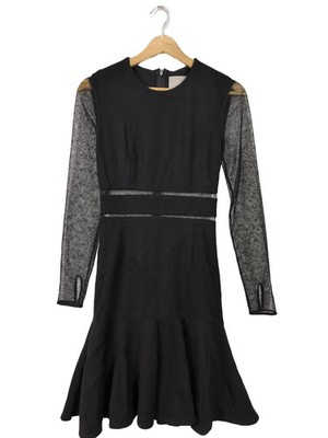 Jason Wu Damen Kleid Langarm Elegant Viskose Schwarz Gr. 34