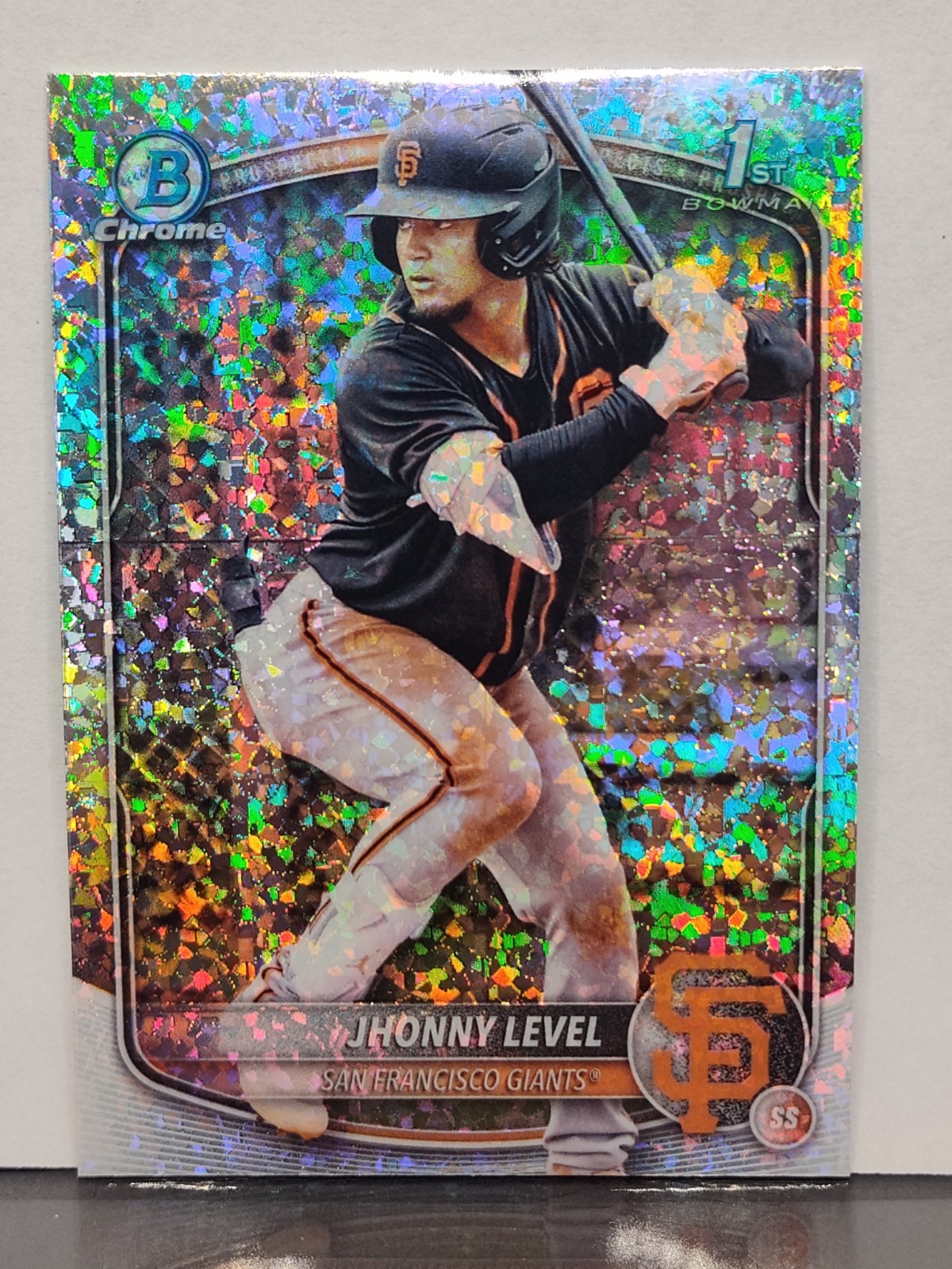 2025 Bowman Jhonny Level Chrome Mini Diamonds Refractor 1st Prospect Giants 