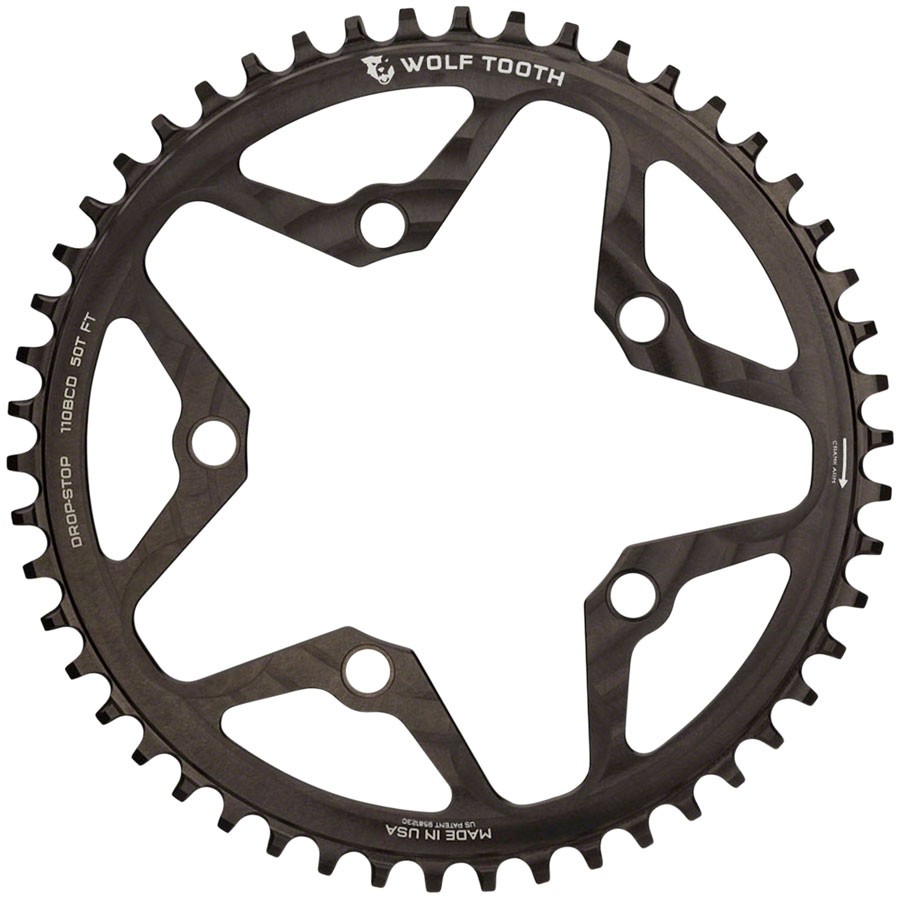 Wolf Tooth 50T Alloy 110BCD Drop-Stop Chainring for Gravel, CX & Road Bikes