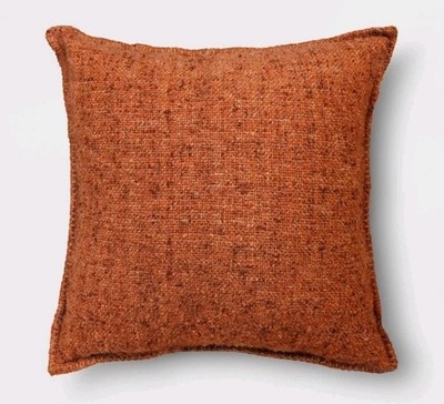   Threshold 18'' x 18'' Square Marled Boucle Throw Pillow Orange LOT OF 2 