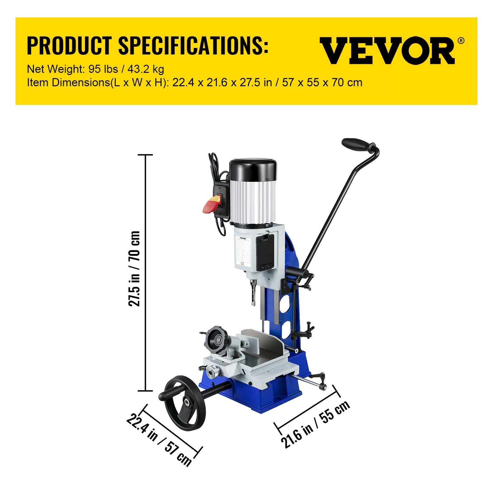 [New]VEVOR Woodworking Mortise Machine,1/2 HP 1700RPM Powermatic Mortiser,With M