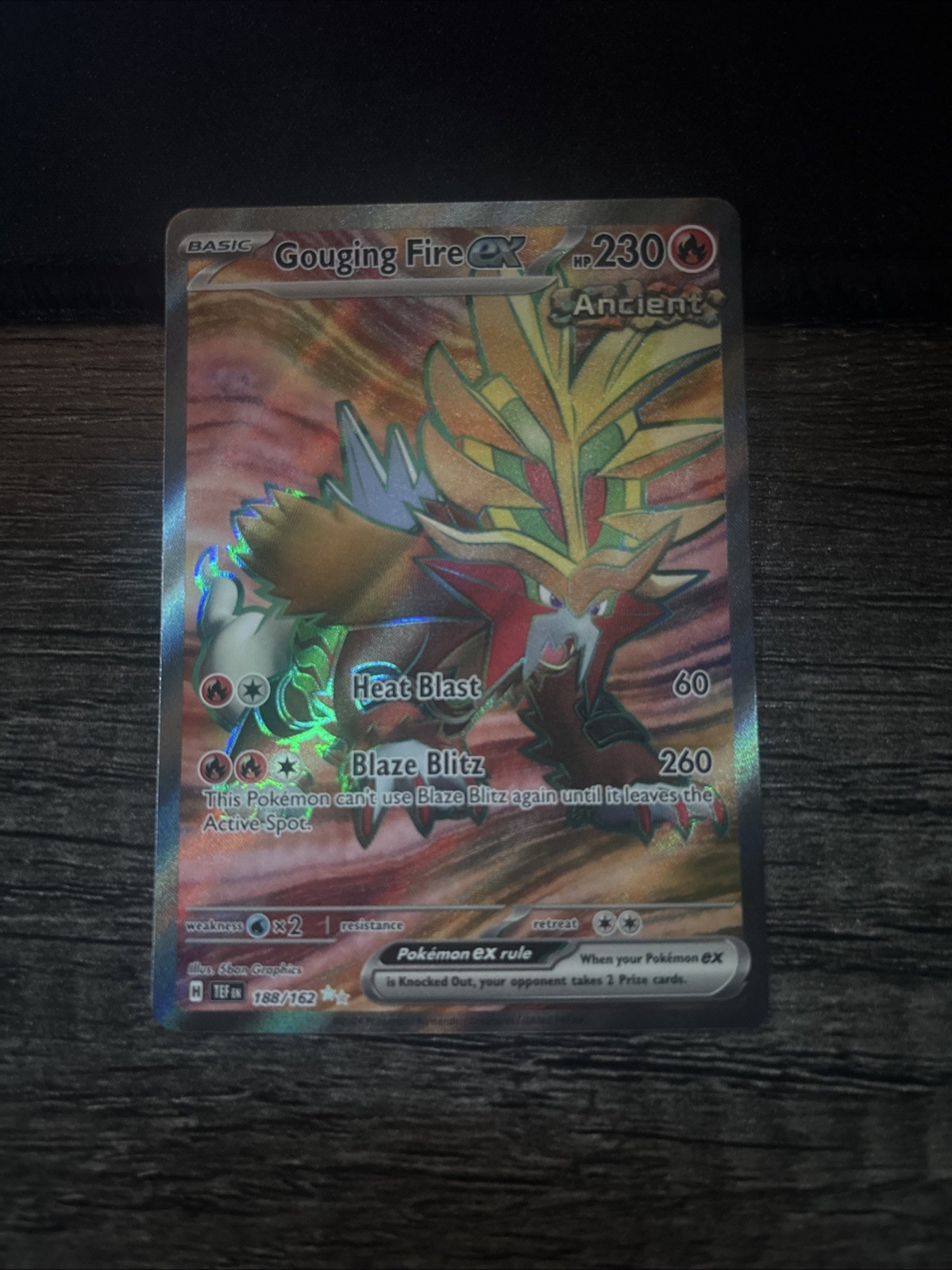 Gouging Fire ex 188/162 NM -Full Art Pokemon Card- Temporal Forces (6s)