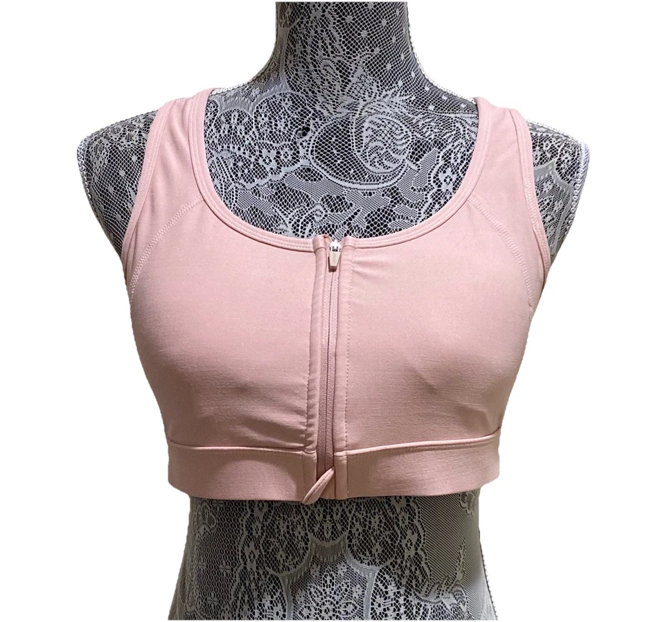 Jockey Sports Bra Size L Pink Medium Support Zip Front Activewear Athletic - Image 2 of 4