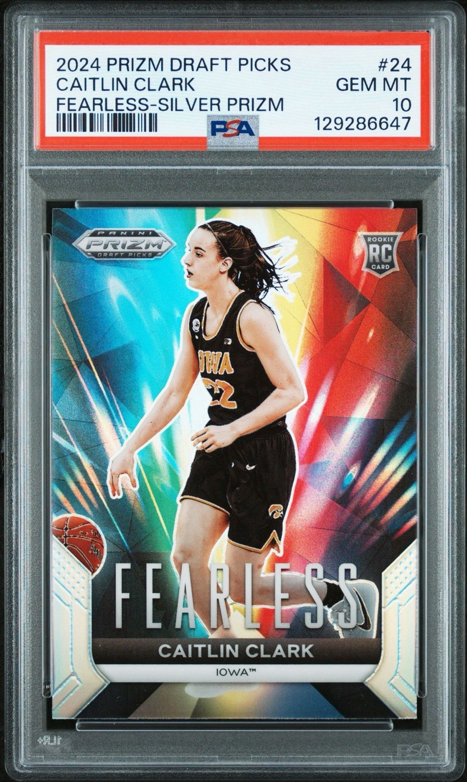 CAITLIN CLARK 2024 PANINI FEARLESS 24 SILVER PRIZM 📈 PSA 10 💎 GEM MINT 🔥