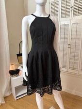 Women's Vince Camuto Black Halter Mini Dress with Laser Cut Hem Size 4