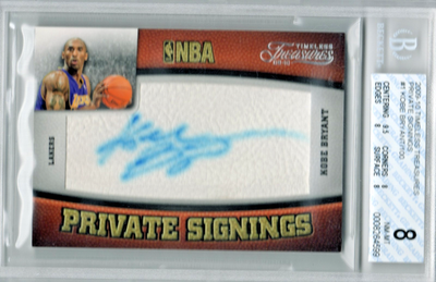 #ad 2009 10 Timeless Treasures Kobe Bryant Private Signings Auto 100 BGS 8 $2999.99
