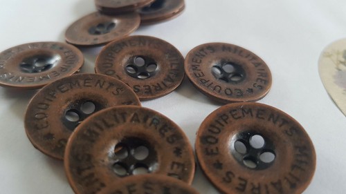 Military vintage 4 hole button new from shop, 12pcs,dia 21mm, vintage copper - Picture 4 of 11