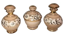 Antique Cased Glass Vanity Set 2 perfume Bottles &  jar  Germany US Zone