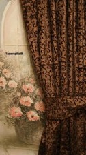 GOLD RED LILAC BROWN NATURAL LINED VELVET CURTAINS & BEADED TIE BACKS